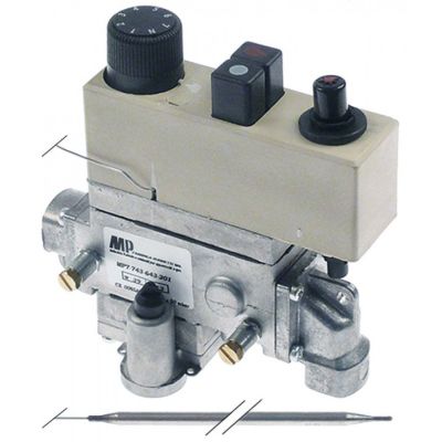 Valva de gaz termostatica MP-Junkers 7743-643-201, reglabil 135-200 °C, bulb ø 6 x 220 mm, capilar 920 mm, racorduri 3/8" - 101177