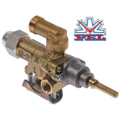 Robinet de gaz PEL 21S cu prindere pe teava, ax 6x4.6 mm, lungime ax 30/23 mm, racord termocupla M8x1 mm - 101610