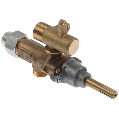 Robinet de gaz GPEL20R inlocuieste EGA 26400R, intrare gaz M15x1 mm, iesire gaz M17x1 mm, ax 8x6.5 mm (tesit sus si jos) - 101616