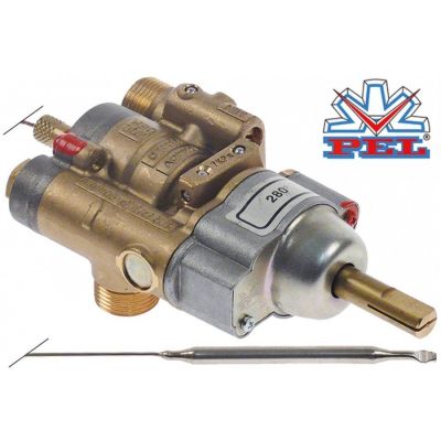 Robinet de gaz termostatic 24ST, temp max. 280 °C, bulb ø 6x120 mm, capilar 1200 mm - 101900