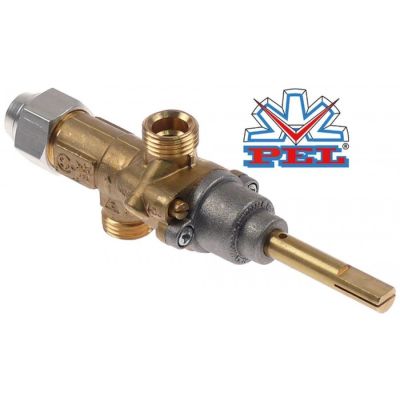 Robinet de gaz PEL20S, ax ø 8 x 6,5 mm, racorduri gaz M16, termocupla M8 - 101958