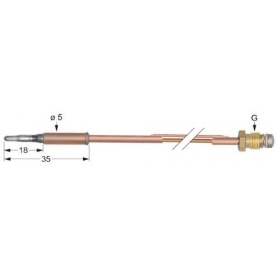 Termocuplu L 600mm, M8x1, cu 2 conductori - Cod 102089