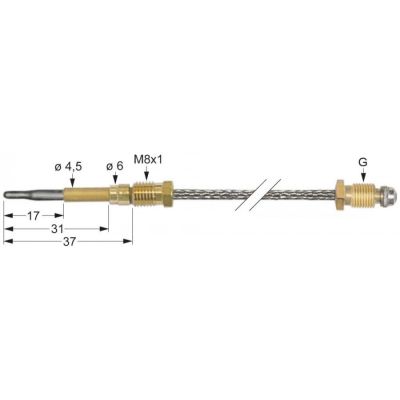 Termocuplu flexibil, T1 M8x1, L 900mm - Cod 102114