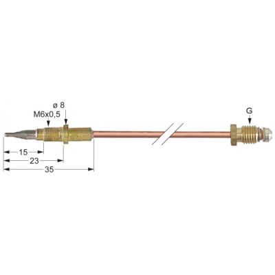 Termocupla flexibila L 500 mm, cap M6x0,5, racord M8x1 - 102245