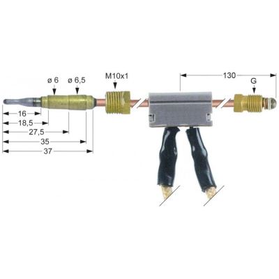 Termocupla intrerupta L 600 mm, filet M9, cabluri 1 m - 102252