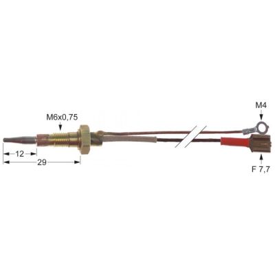 Termocuplu L 600mm, M6x0,75 cu 2 fire - 102271