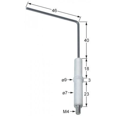 Electrod de aprindere ø 7/9 mm, L 90 x 46 mm, conexiune M4 - 102332