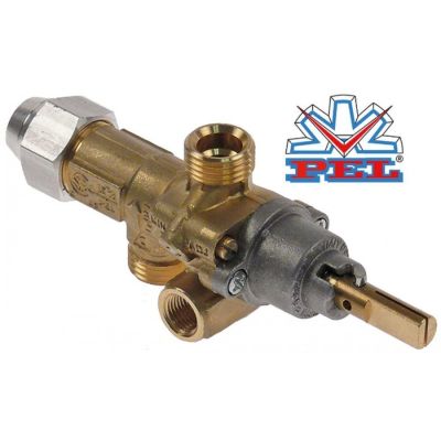Robinet de gaz PEL 21S, ax ø 8 x 6,5 mm, racord termocupla M8x1 - 106292