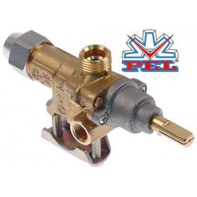 Robinet de gaz PEL 21S cu prindere pe teava, ax 8x6.5 mm, lungime ax 22/15 mm, racord termocupla M9x1 mm - 107765