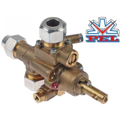 Robinet de gaz PEL 22S/V, intrare gaz M20x1.5 mm, tub ø 12 mm, iesire gaz M20x1.5 mm, tub ø 12/10 mm - 109139