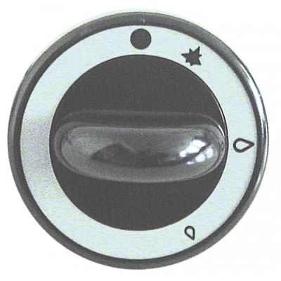 Buton negru ø 62 mm, ax ø 8x6,5 mm, cu steluta aprindere, Modular 612.001.00 - 110015