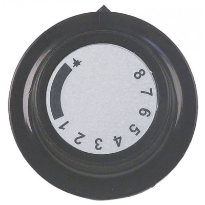 Buton robinet de gaz termostatic cu marcaje 1-8, ø 55,5 mm, ax ø 6x4,6 mm - 112684