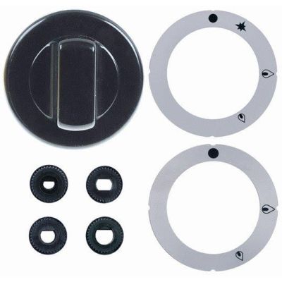 Buton universal ø 70 mm, cu simbol pentru robinet de gaz, cu adaptoare 6x4,6 mm, 8x6,5 mm, 9x6,5 mm, 10x8 mm - 112727