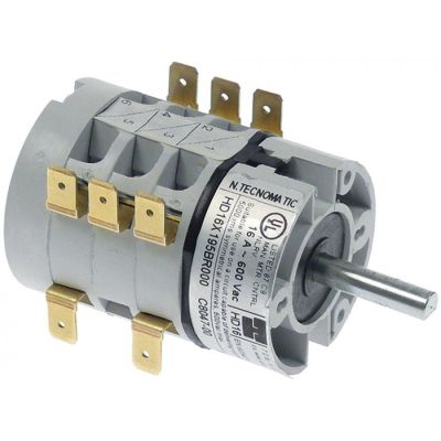comutator rotativ 3 poziții de operare 16A ax ø 6x4,6mm HD16