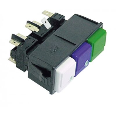 Intrerupator cu butoane alb-albastru-verde, 16 A, 250 V, 2CO/2NO/1NO - 345027