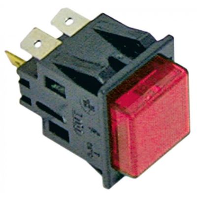 Intrerupator cu buton patrat, contacte 2 NO, 16 A, 250 V, luminat rosu, montare 27,2 x 22,2 mm - 345094