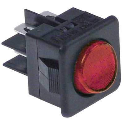 Intrerupator basculant cu 2 contacte 16 A, 250 V, iluminat rosu, montare 25x27 mm - 345282