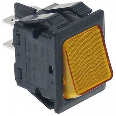 Intrerupator basculant fara retinere 30x22 mm, contacte 1NO+lampa, 250 V, 16 A galben - 345491