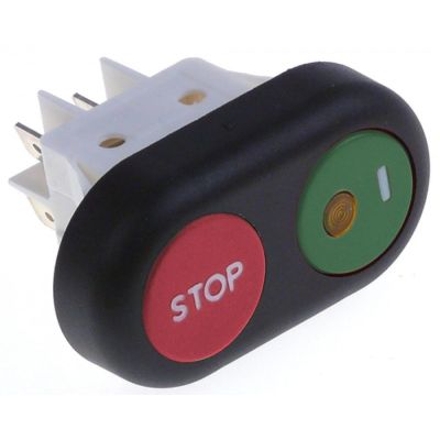 Buton intrerupator dublu, contacte 2 NO, 16 A, 250 V, montare 30 x 22 mm - 345510