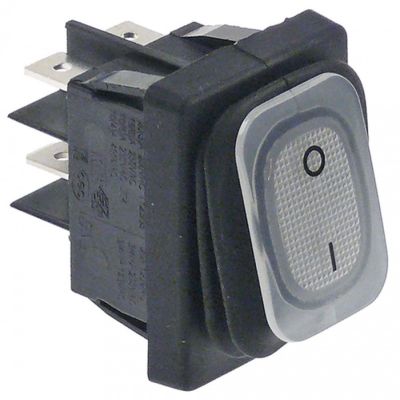 Intrerupator basculant cu burduf etans, contacte 20 A, 250 V, montare 30x22 mm, iluminat alb, simboluri O-I - 347207