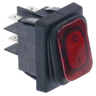 Intrerupator basculant cu burduf etans, contacte 20A, 230V, montare 30x22 mm, iluminat rosu - 347974