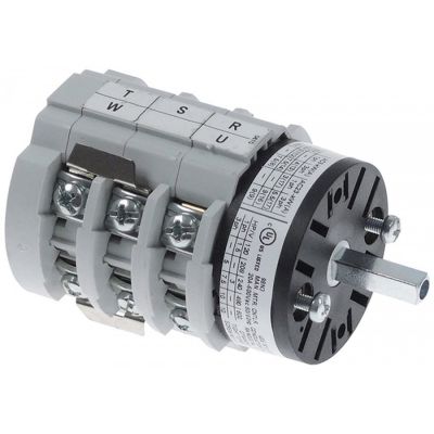 comutator rotativ seturi de contacte 6 poziții 3 1-0-2 tip CA0120670V 400V 12A ax ø 5x5mm