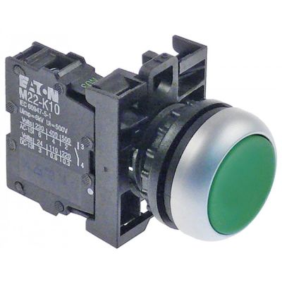 întrerupător de presiune ø22mm verde 1NO cu reținere