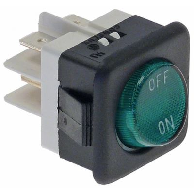 intrerupator basculant dimensiuni de montaj 27,8x25mm negru/verde