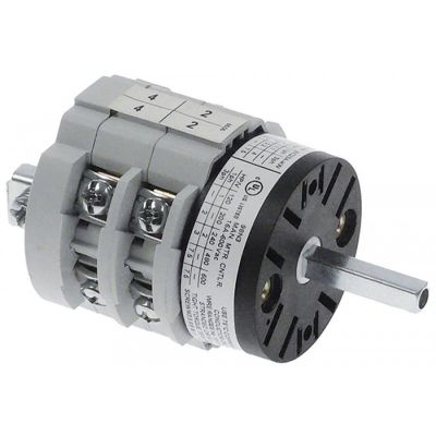 comutator rotativ poziții 3 0-1-2 seturi de contacte 4 tip 400V 16A ax ø 5x5mm