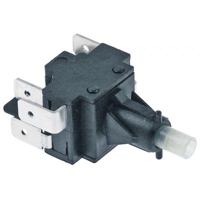 întrerupător de presiune  ø montaj 12mm negru 2NO/1NC 250V 16A racord fișă plată masculină 6,3mm