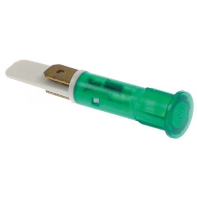 Lampa indicatoare verde, 230V, montare in orificiu ø 10 mm, conectori 6,3 mm, set de 5 bucati - 357056