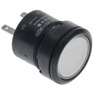 bec de semnalizare ø 22mm alb 24V racord fișă plată masculină 2,8mm plastic