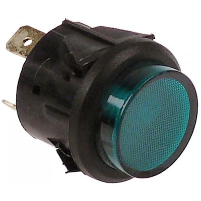indicator lamp ø 25 mm 220 V green connection flat plug 6,3mm temp.-resist. 85 °C - Code 359204