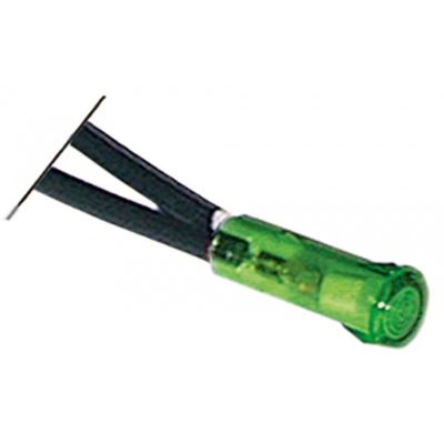 Lampa indicatoare verde, alimentare 5V dc, montare ø 6 mm, cabluri L 200 mm - 359404