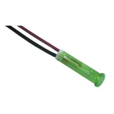 indicator lamp ø 6mm 6V green cable length 250mm - Code 359420