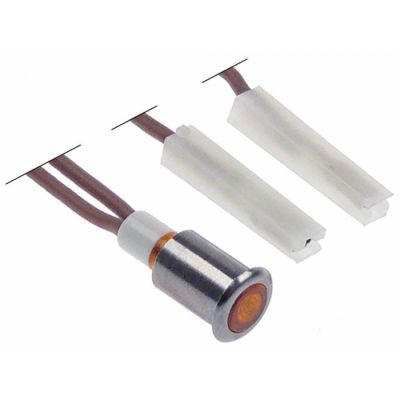 bec de semnalizare ø 9mm galben 230V racord cablu 200mm