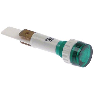 bec de semnalizare ø 10mm verde 24V racord fișă plată masculină 6,3mm