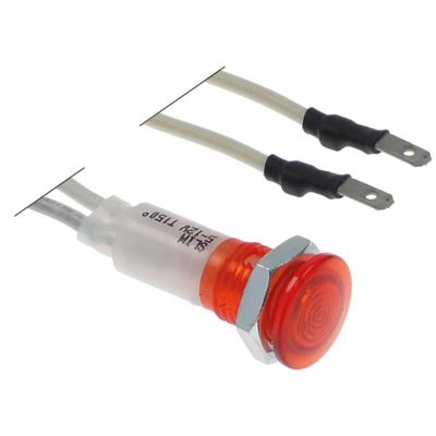 bec de semnalizare ø 12mm roșu 12V racord 2,8x0,8 lungime cablu 150mm rez.temp. 150°C plastic