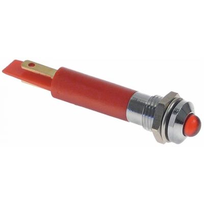 bec de semnalizare LED  ø montaj 8mm roșu 230VAC racord F2,8x0,8 filet de fixare M8x0,75