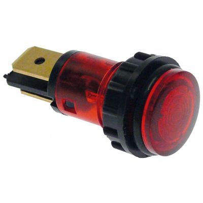 bec de semnalizare ø 12mm roșu 230V racord fișă plată masculină 6,3mm