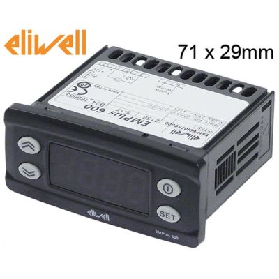 termometru ELIWELL tip EMPLUS 600 dimensiuni de montaj 71x29mm 230V tensiune AC V/I