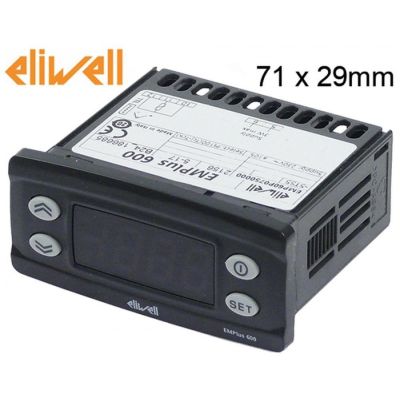 termometru ELIWELL tip EMPLUS 600 dimensiuni de montaj 71x29mm 230V tensiune AC