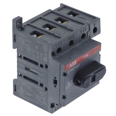 Deconector - separator de sarcina ON/OFF, ABB tip OT80F4N2, 690 V, 80 A, shaft ø 6x6 mm, 4 contacte NC - 381193