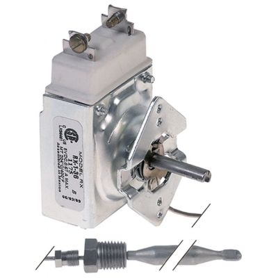 Termostat RX-1-36, 93-204°C, contact 1NO, 0,67A, la 5V DC, capilar ø 9,5 x 123mm - 390636