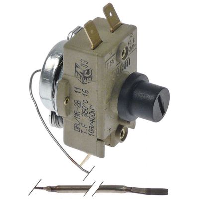 Termostat de siguranta 360°C, 1 NC, 10 A, senzor ø 3 mm, L 150 mm, fir capilar L 1050 mm - 391038