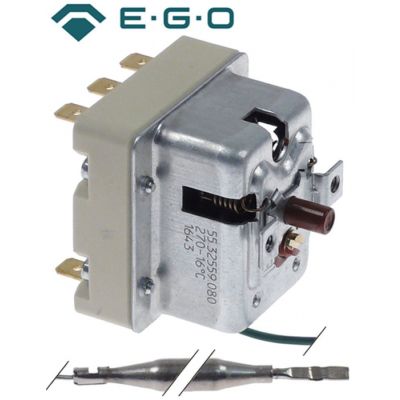 Termostat de siguranta 270°C, EGO 55.32559.080, cu 3 contacte 3NC, 16A, bulb ø 6 x 79mm - 391040