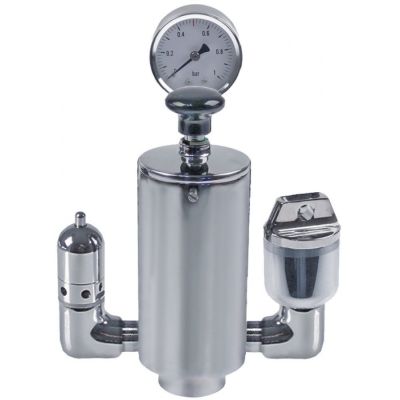 valva de siguranta filet 1\" 0.5bar cu manometru/valvă de aerisire stânga/pâlnie dreapta