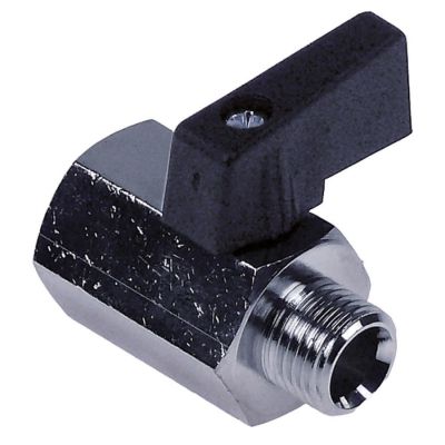 Robinet cu bila cu filet int. 1/4" ET, ext. 1/4", DN 8, din alama cromata, L 30 mm, maner ø 22 mm - 520722