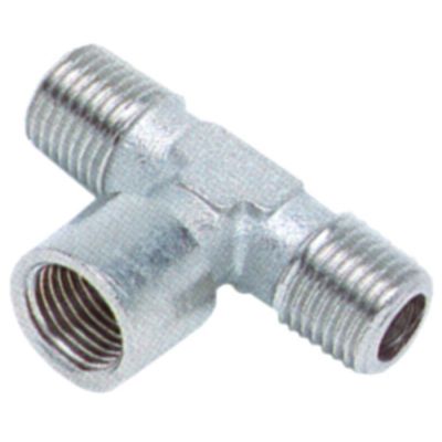 Racord T, 2x filet ext 1/8" + 1x filet int 1/8", din alama nichelata - 520800