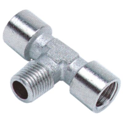 Racord T cu 2 filete int 1/8" + si 1 filet ext 1/8", din alama nichelata - 520808